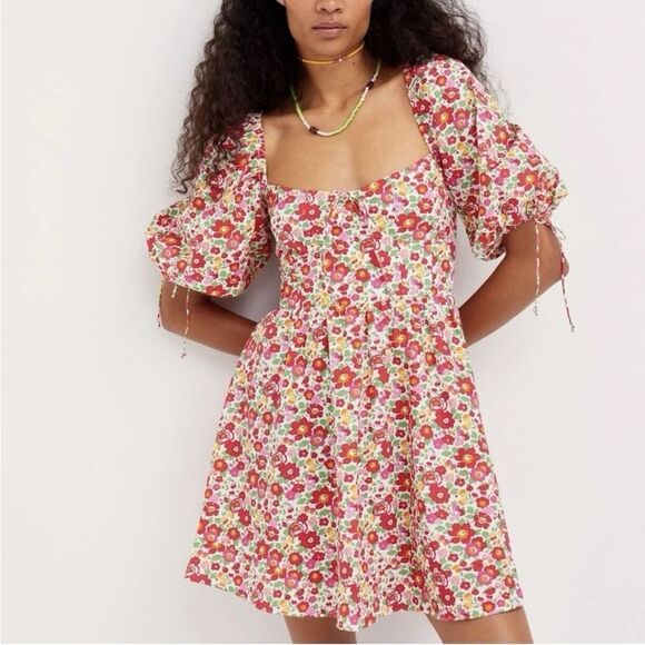 For Love and Lemon Auden Puff Sleeve Mini Dress Size Medium - Picture 12 of 13